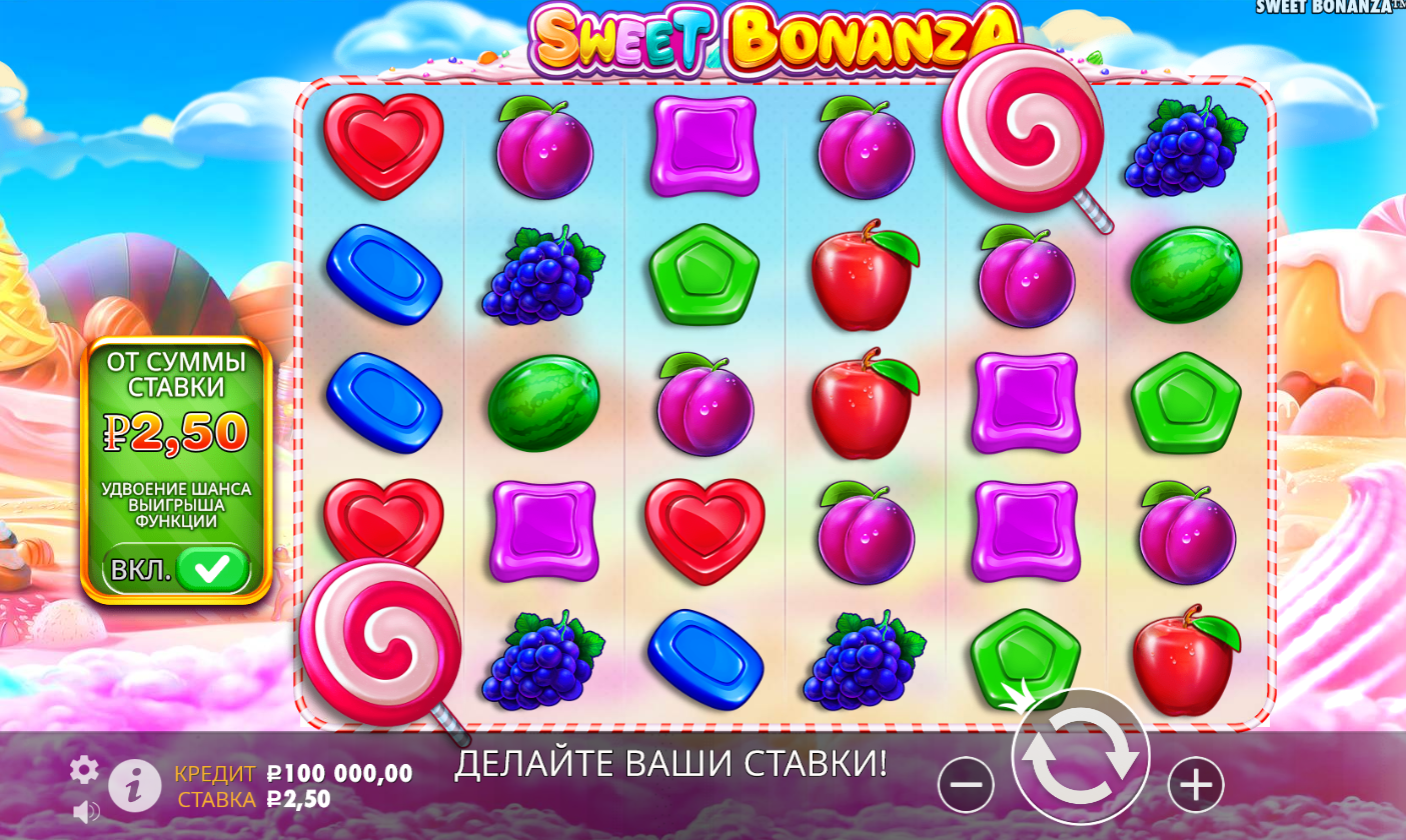 Интерфейс игрового автомата Sweet Bonanza